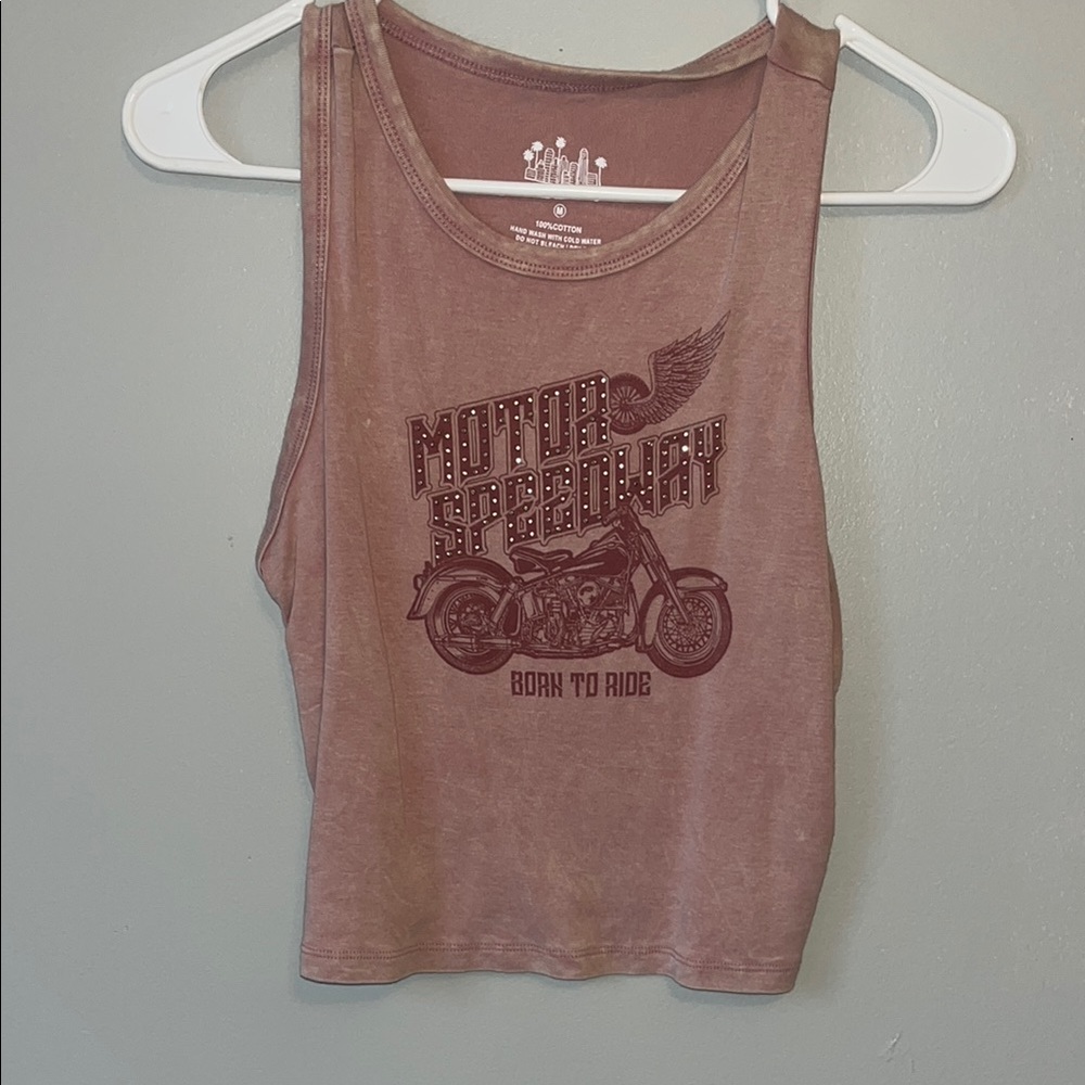 Zara Pink Sleeveless Graphic Crop Tank Top